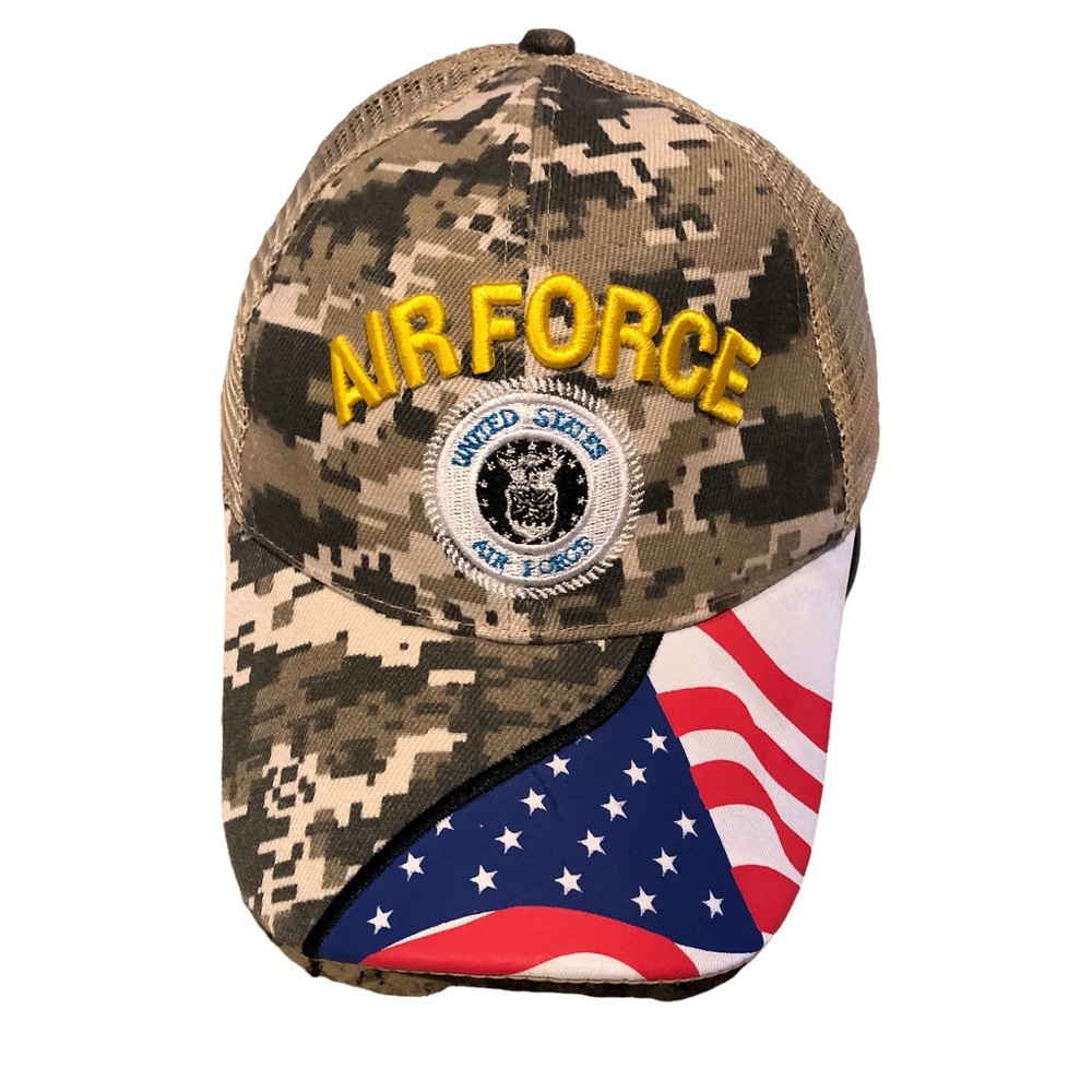 US Air Force hat cap camo American Flag logo snapback great colorway